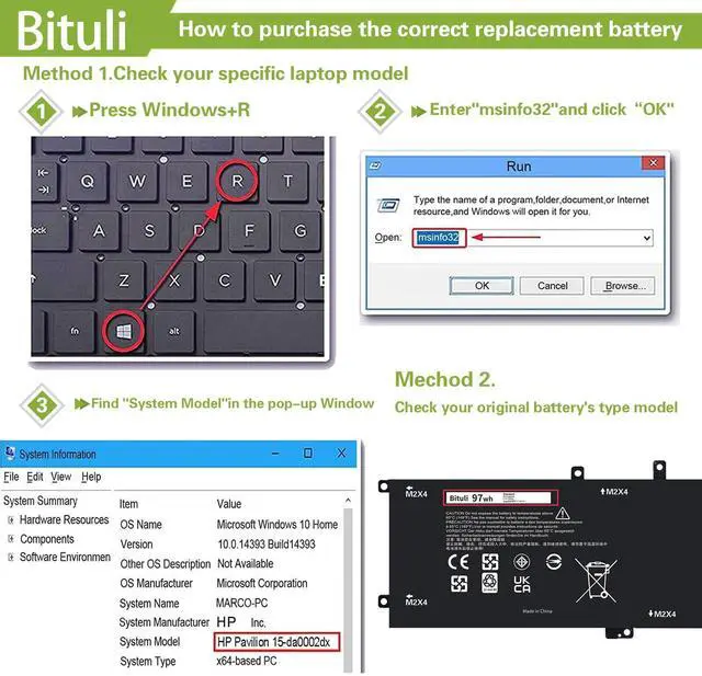 Alt view image 4 of 5 - Bituli 6GTPY Battery for Dell XPS 15-9560 15-9550 15-9570 15-7590 Precision 5520 5530 5540 5510 Vostro 7500 4GVGH 1P6KD 5XJ28 GPM03 P56F, 6GTPY Battery 97Wh Replacement for Dell XPS 9560 97Wh 11.4V
