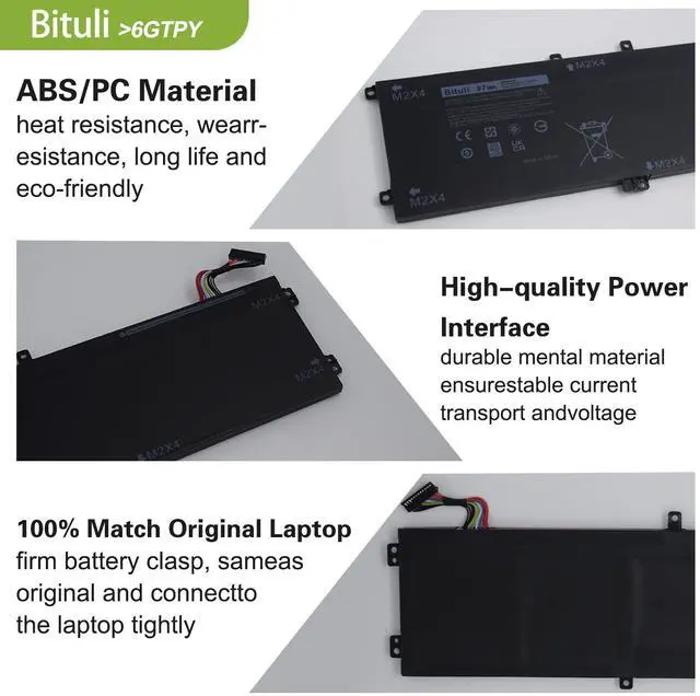 Alt view image 3 of 5 - Bituli 6GTPY Battery for Dell XPS 15-9560 15-9550 15-9570 15-7590 Precision 5520 5530 5540 5510 Vostro 7500 4GVGH 1P6KD 5XJ28 GPM03 P56F, 6GTPY Battery 97Wh Replacement for Dell XPS 9560 97Wh 11.4V