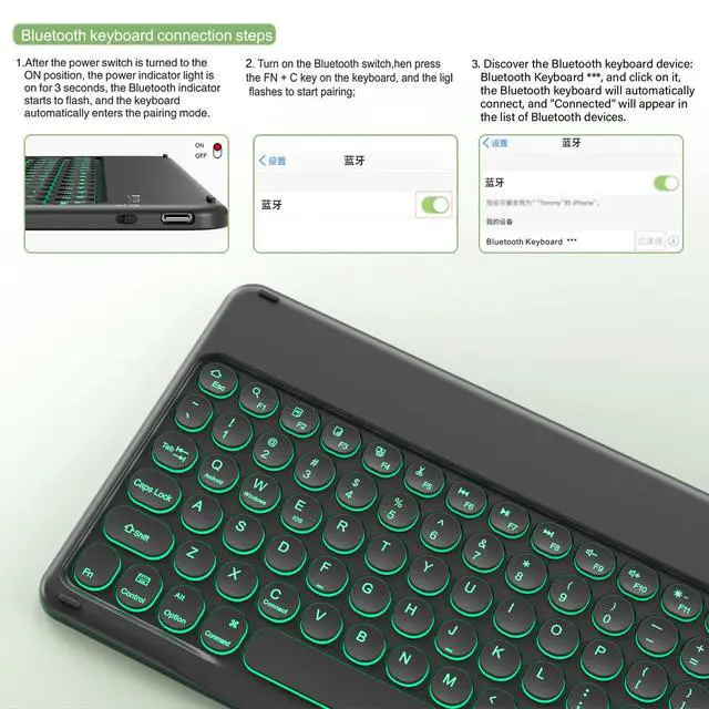 Alt view image 3 of 5 - BQDIYOO Keyboard Case for iPad 9th/8th/7th Generation(2021/2020/2019) Detachable Wireless Bluetooth Keyboard Case for 10.2 inch iPad 9/8/7 Cover with Pencil Holder Auto Wake/Sleep, Lighte Green