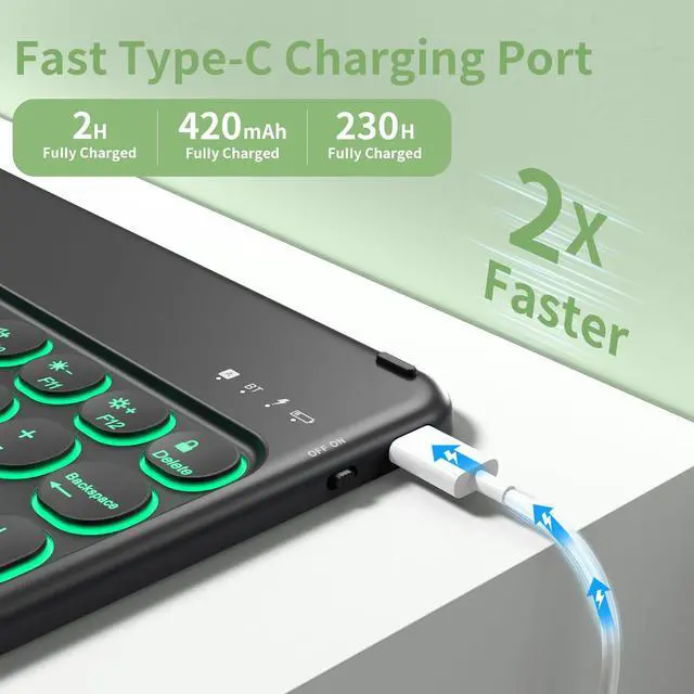 Alt view image 4 of 5 - BQDIYOO Keyboard Case for iPad 9th/8th/7th Generation(2021/2020/2019) Detachable Wireless Bluetooth Keyboard Case for 10.2 inch iPad 9/8/7 Cover with Pencil Holder Auto Wake/Sleep, Lighte Green