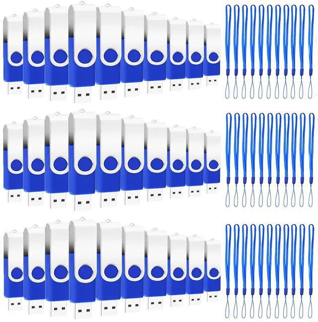 Main image of EASTBULL 200 Packs of 2GB Bulk Flash Drives, USB Flash Drives Pack 2GB USB Drives Bulk Swivel USB2.0 Thumb Drives Bulk with Strings (200Packs, Blue)