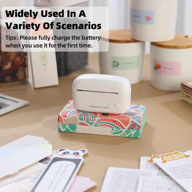 Alt view image 3 of 5 - FORYAGOO Mini Printer - Portable Sticker Printer Machine, Thermal Label Maker Inkless Pocket Bluetooth Photo for Work, Life, Study Assistance, Tag Receipts, Board Game Cards
