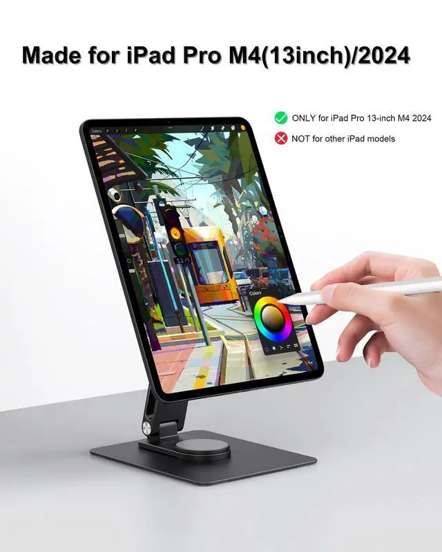 Alt view image 2 of 5 - GEWOKLIY iPad Pro Magnetic Stand for 13 Inch (M4) 2024, Foldable Dock With 360 Rotating Tablet Holder for Desk Mount