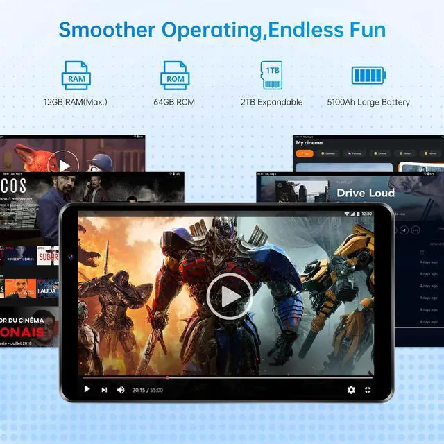 Alt view image 4 of 5 - HAOVM M8 Android 15 Tablet 8 inch,8 core CPU,12GB+64GB,2TB Expandable,HD IPS Display,Widevine L1,Wi-Fi 6,BT5.4,5MP+8MP Camera,5100mAh Large Battery,Tablet for Kids,Black
