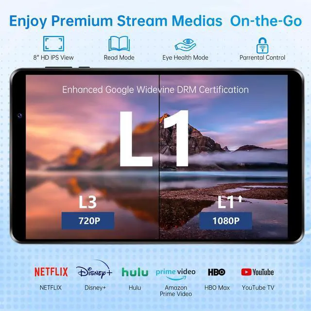 Alt view image 5 of 5 - HAOVM M8 Android 15 Tablet 8 inch,8 core CPU,12GB+64GB,2TB Expandable,HD IPS Display,Widevine L1,Wi-Fi 6,BT5.4,5MP+8MP Camera,5100mAh Large Battery,Tablet for Kids,Black