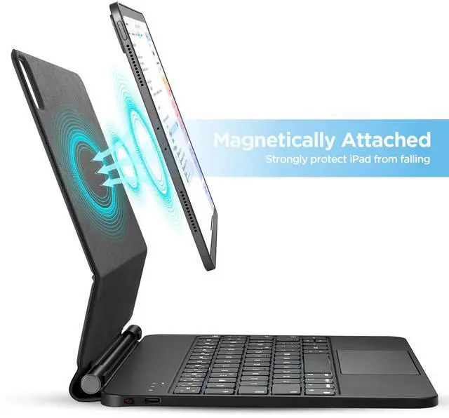 Alt view image 3 of 5 - Magic-Style Keyboard Case for 10.9 inch iPad Air (2022, 5th/4th Gen), iPad Pro 11 inch (2022, 4th/3rd/2nd/1st Gen) Multi Touch Trackpad, Detachable Magnetic, Wireless Bluetooth Keyboard (Black)