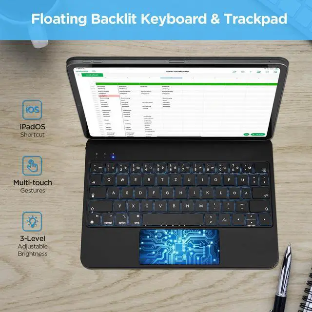 Alt view image 5 of 5 - Magic-Style Keyboard Case for 10.9 inch iPad Air (2022, 5th/4th Gen), iPad Pro 11 inch (2022, 4th/3rd/2nd/1st Gen) Multi Touch Trackpad, Detachable Magnetic, Wireless Bluetooth Keyboard (Black)
