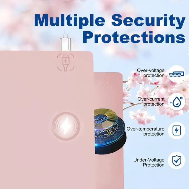 Alt view image 3 of 5 - Desk Mat with Wireless Charging, Pink Mouse Pad with Wireless Charger, Desk Pad Matt for Desktop, Mousepad Gaming Large Mouse Pad, Leather Compute for Keyboard and Mouse, 32" x 16"