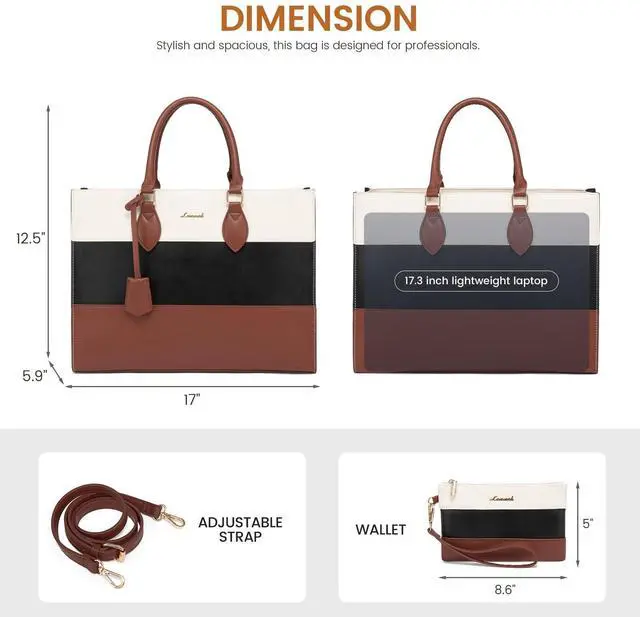 Alt view image 3 of 5 - LOVEVOOK Laptop Tote Bag for Women, Work Totes Business Office Computer Briefcase with Clutch Purse