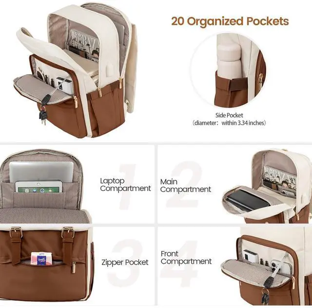 Alt view image 2 of 5 - LOVEVOOK Travel Laptop Backpack Purse for Women Fashion Vintage Computer Backpack 15.6 Inch Large Teacher Nurse Backpack Casual Daypack for Business Work College