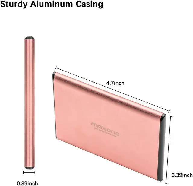 Alt view image 2 of 5 - Maxone 1TB Ultra Slim Portable External Hard Drive HDD USB 3.0 Compatible with PC, Laptop, Rose Pink