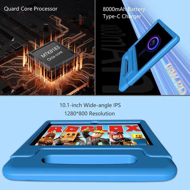 Alt view image 4 of 5 - NOBKLEN Upgraded Kids Learning Tablet - Octa-core Processor, 10.1" HD Display, Preloaded Educational Apps, Parental Controls, Kid-Proof Case, and Long Battery Life