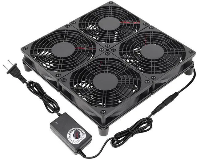 Main image of Qirssyn Router Laptop Cooling pad 4X 120mm Computer Fan with AC Plug Variable Speed Fan for DIY Electronics TV Box Cabinet Computer Game Equipment Cooing
