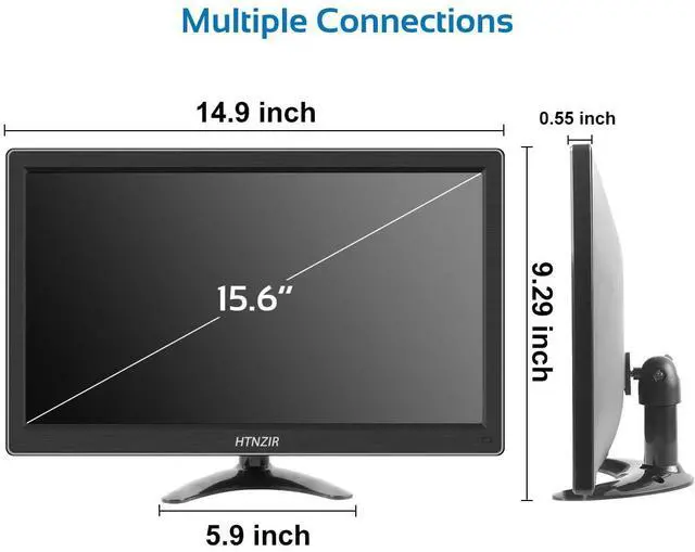 Alt view image 2 of 5 - HTNZIR 15.6 inch PC Monitor FHD IPS Display 1920 x 1080P LED Screen Desktop Monitor with HDMI/VGA/BNC/AV/USB/AV Port,Built-in Speakers, for CCTV Raspberry Pi PC