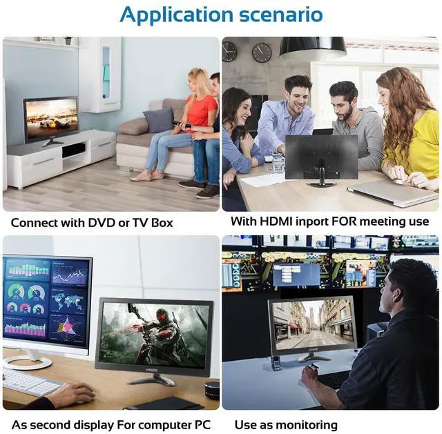 Alt view image 4 of 5 - HTNZIR 15.6 inch PC Monitor FHD IPS Display 1920 x 1080P LED Screen Desktop Monitor with HDMI/VGA/BNC/AV/USB/AV Port,Built-in Speakers, for CCTV Raspberry Pi PC