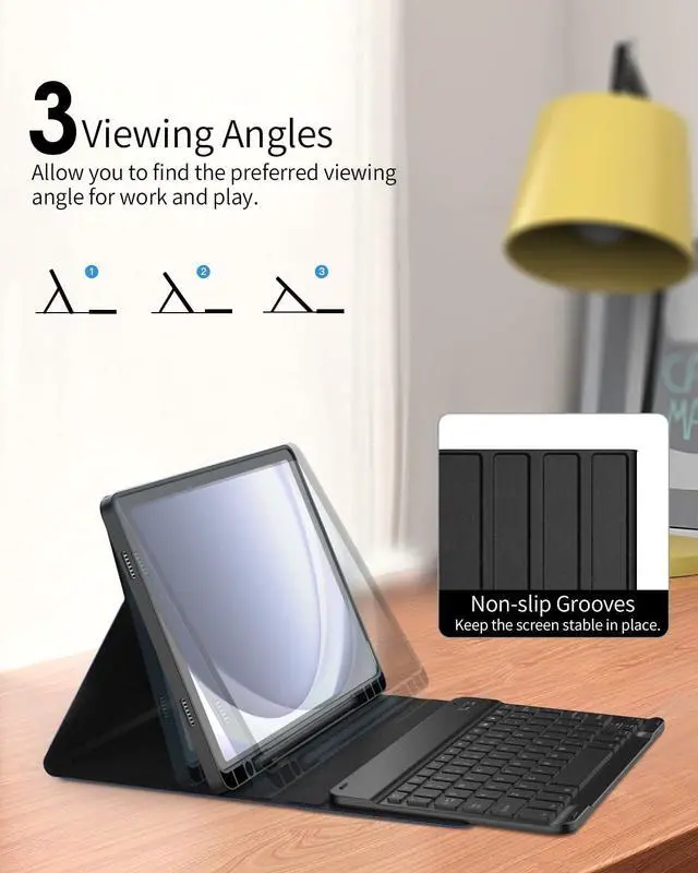 Alt view image 4 of 5 - TiMOVO Keyboard Case with Pen Slot for Galaxy Tab A9 Plus 2023, Samsung Galaxy Tab A9+ Keyboard Case with Backlight, Magnetic Detachable Keyboard for Galaxy Tab A9+ 11 inch 2023, Black