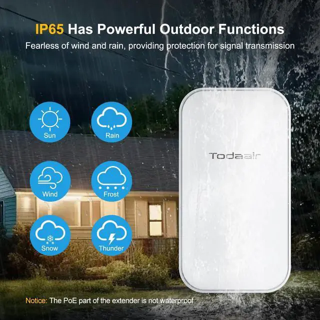 Alt view image 3 of 5 - Outdoor WiFi ExtenderWiFi Booster | Repeater & AP ModeIP65 Weatherproof | Up to 300Mbps WiFi Repeater | Easy Set Up WiFi Repeater Wireless Signal Booster with Ethernet Port