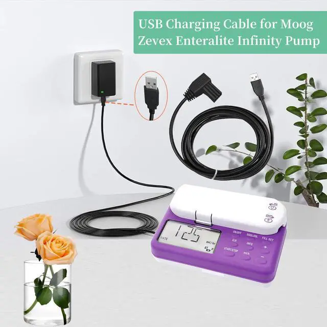 Alt view image 2 of 5 - USB Power Charging Cable for Moog Zevex Enteralite Infinity Pump Compatible with Infinity Pump Power Cord (10FT)