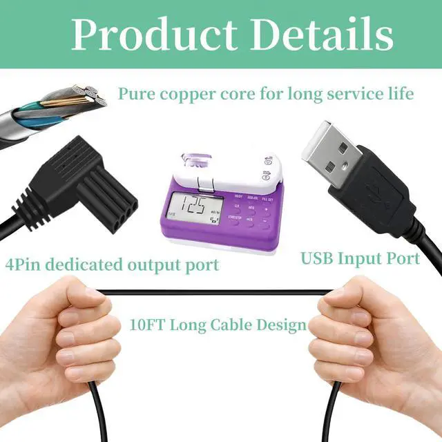 Alt view image 4 of 5 - USB Power Charging Cable for Moog Zevex Enteralite Infinity Pump Compatible with Infinity Pump Power Cord (10FT)