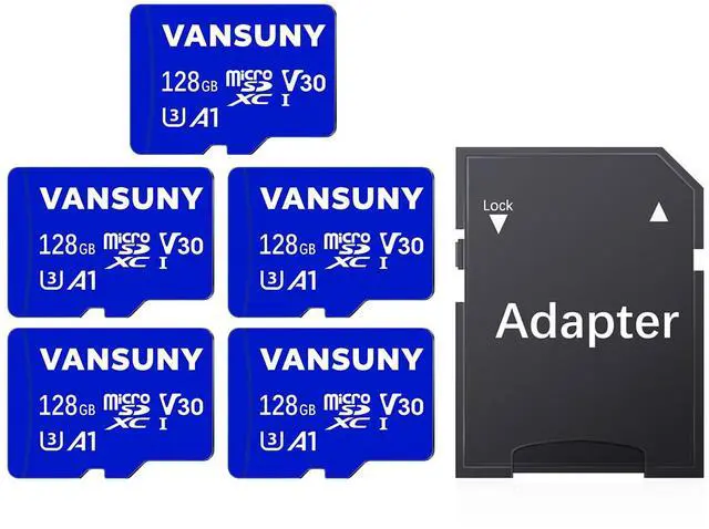 Main image of Vansuny Micro SD Card 128GB 5 Pack microSDXC Memory Cards with SD Adapter A1 App Performance V30 4K Video Recording C10 U3 Micro SD for Phone, Security Camera, Dash Cam, Action Camera