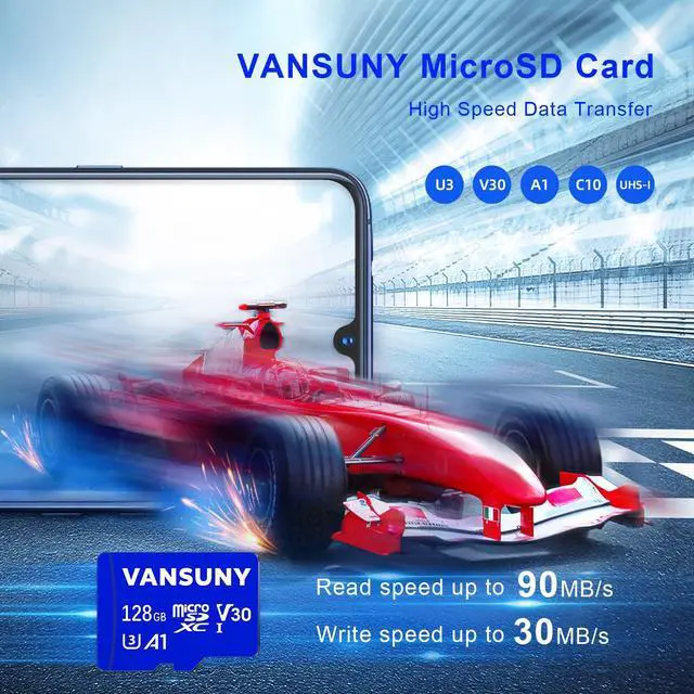 Alt view image 2 of 5 - Vansuny Micro SD Card 128GB 5 Pack microSDXC Memory Cards with SD Adapter A1 App Performance V30 4K Video Recording C10 U3 Micro SD for Phone, Security Camera, Dash Cam, Action Camera