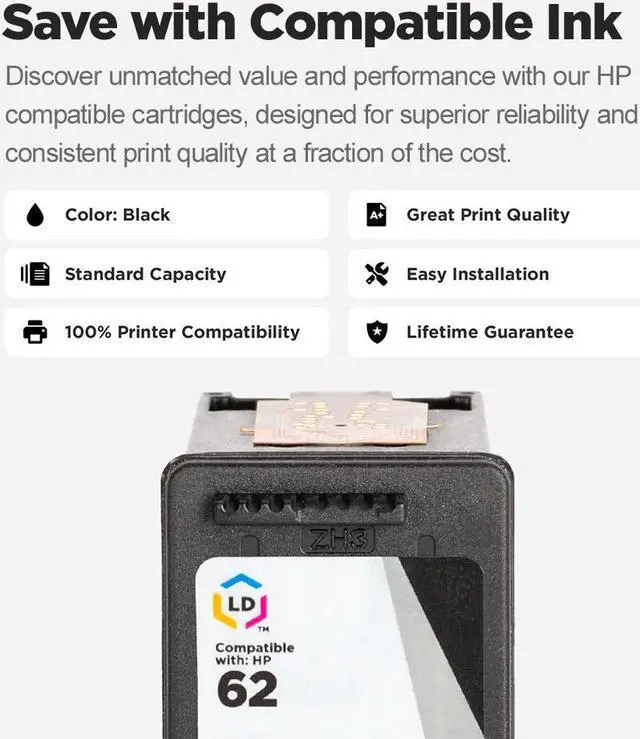 Alt view image 6 of 7 - LD Products Remanufactured Ink Cartridge Replacement for HP 62 C2P04AN (Black)