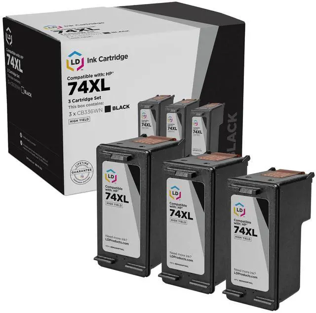 Main image of LD Products Ink Cartridge Replacements for HP 74XL CB336WN High Yield (Black, 3-Pack)