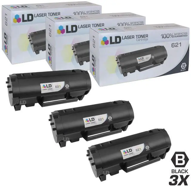 Main image of LD Products Compatible Toner Cartridge Replacement for Lexmark 621 62D1000 (Black, 3-Pack)