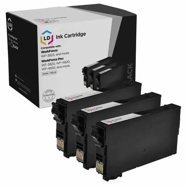 Main image of LD Products Ink Cartridge Replacements for Epson 822XL T822XL120 High Yield (Black, 3-Pack) for use in WorkForce Pro WF-3820, WF-4820, WF-4830, WF-4834