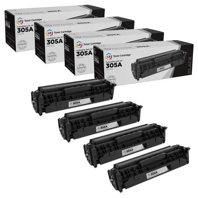 Main image of LD Products Toner Cartridge Compatible Replacement for HP 305A CE410A (Black, 4-Pack) HP305A HP LaserJet & LaserJet Pro: 300 Color MFP M375nw, 400 Color M451dn, Pro 400 Color M475dn