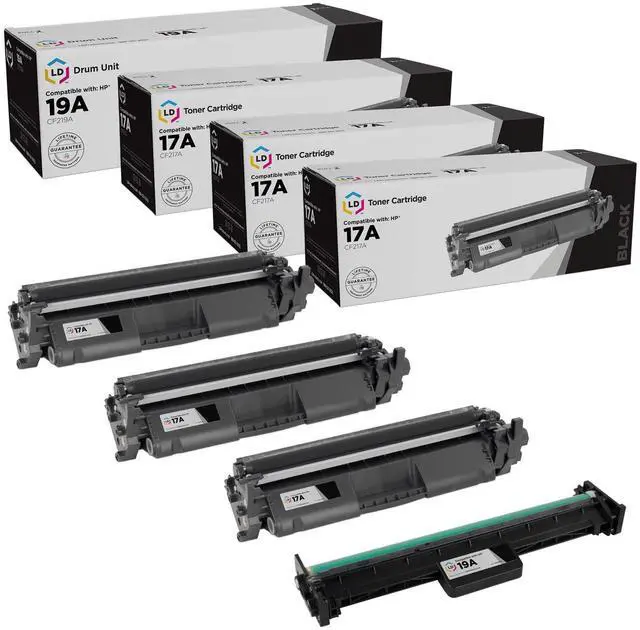 Main image of LD Compatible Replacements for HP CF217A Toner & CF219A Drum (3 Toners 1 Drum)
