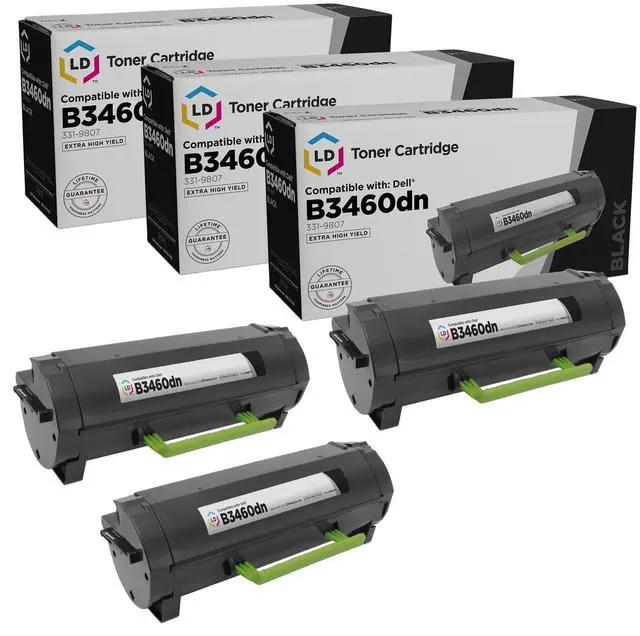Main image of LD Compatible Replacement for Dell 331-9807 Extra HY Black Toner 3PK for B3460dn