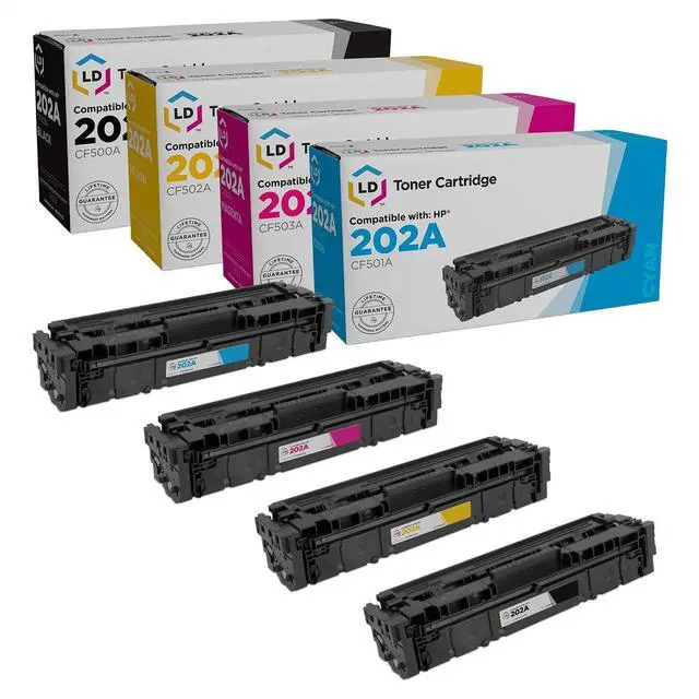 Main image of LD Products Toner Cartridge Replacement for HP 202A (Black, Cyan, Magenta, Yellow, 4-Set) Compatible with HP Color LaserJet M254dw, M281cdw, M281dw, M281fdw