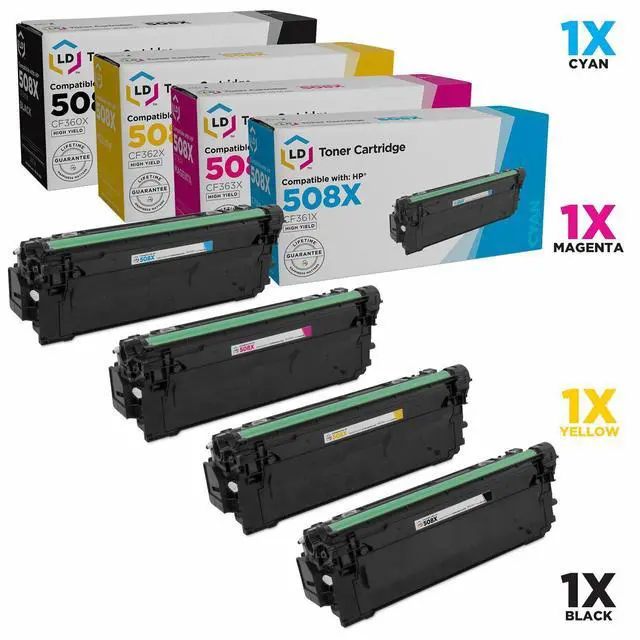 Main image of LD Compatible Replacements for HP 508X 4PK: 1 CF360X/1 CF361X/1 CF363X/1 CF362X