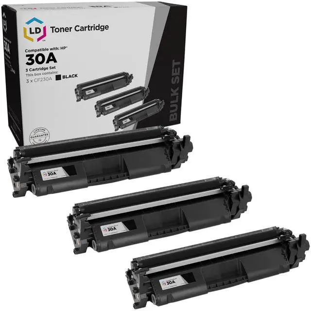 Main image of LD Products Compatible Replacements for HP 30A CF230A 30X CF230X Toner Cartridge (Black, 3-Pack) for use in HP Laserjet Pro: M203d, M203dn, M203dw, MFP M227d, MFP M227fdn, MFP M227fdw, MFP M227sdn