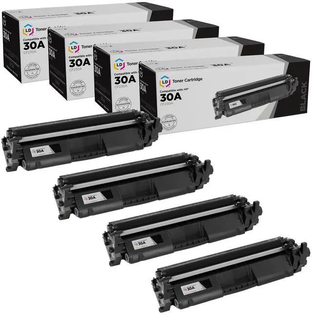 Main image of LD Products Compatible Replacements for HP 30A CF230A 30X CF230X Toner Cartridge (Black, 4-Pack) for use in HP Laserjet Pro: M203d, M203dn, M203dw, MFP M227d, MFP M227fdn, MFP M227fdw, MFP M227sdn