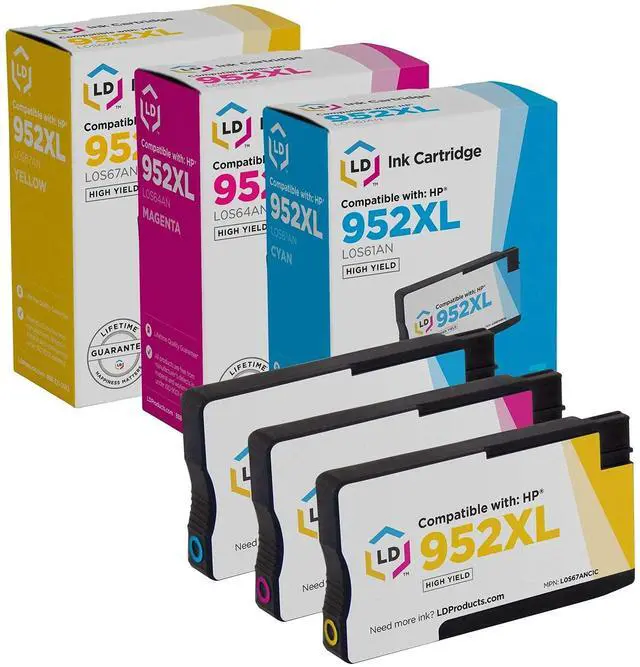 Main image of LD Products Ink Cartridge Replacement for 952 XL High Yield (Cyan, Magenta, Yellow, 3-Set) compatible with OfficeJet: 7740, 8702, 8715 and OfficeJet Pro: 7740, 8210, 8216, 8218