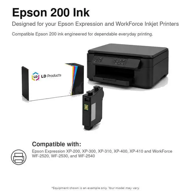 Alt view image 6 of 6 - LD Products Ink Cartridge Replacements for Epson 200XL 200 XL High Yield (2 Black, 1 Cyan, 1 Magenta, 1 Yellow, 5-Pack)
