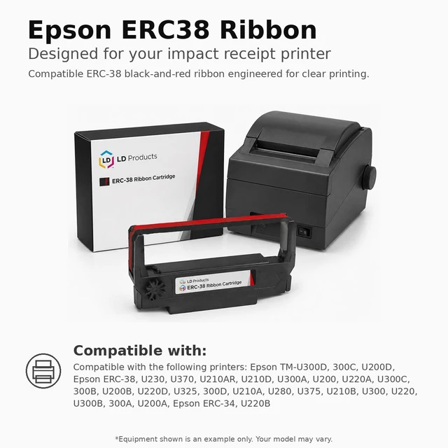 Alt view image 6 of 7 - LD Products Compatible POS Ribbon Cartridge Replacements for Epson ERC38 (Black, Red, 6-Pack)