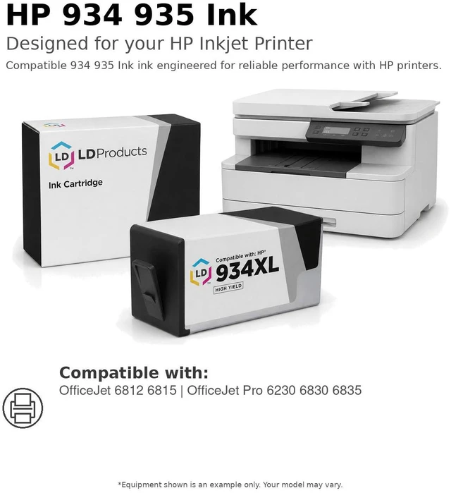 Alt view image 6 of 6 - LD Products Remanufactured Replacement for HP 935XL & HP 934XL Ink Cartridges