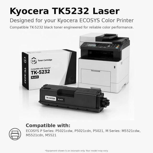 Alt view image 12 of 12 - LD Products Compatible Toner Cartridge Replacement for Kyocera TK-5232C 1T02R9CUS0 (Single Cyan)