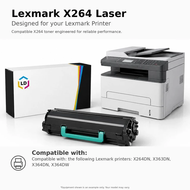 Alt view image 6 of 6 - LD Products Compatible Toner Cartridge Replacement for Lexmark X264H11G High Yield Black for use in X264DN, X363DN, X364DN, X364DW