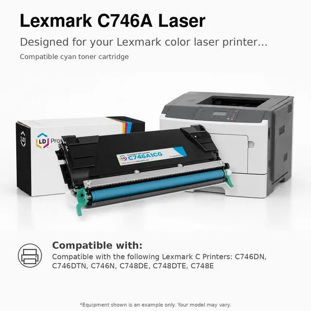 Alt view image 6 of 6 - LD Products Remanufactured Toner Cartridge Replacement for Lexmark C746A1CG (Single Cyan)