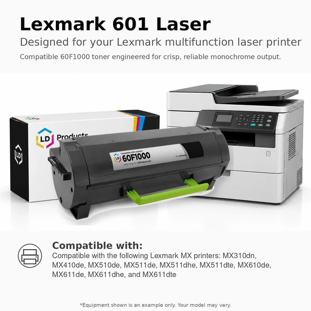 Alt view image 6 of 6 - LD Products Compatible Toner Cartridge Replacement for Lexmark 601 60F1000 (Black, 2-Pack)