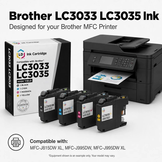 Alt view image 6 of 7 - LD Compatible Brother LC3035 Ultra High Yield Ink: Black Cyan Magenta Yellow
