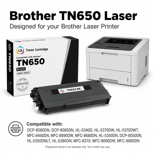 Alt view image 6 of 7 - LD 4PK Compatible Black TN650 High Yield for Brother DCP-8050DN DCP-8080 HL-5340