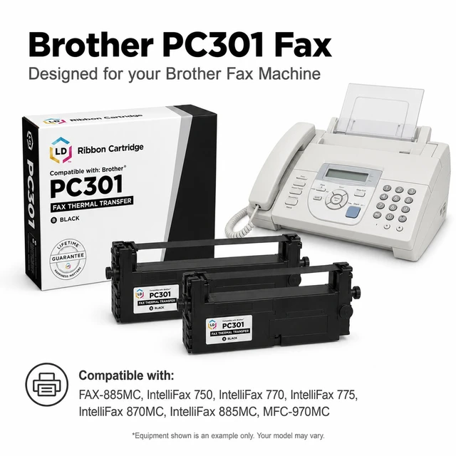 Alt view image 6 of 7 - LD Products Compatible Fax Cartridge with Roll Replacement for Brother PC301 (4-Pack)