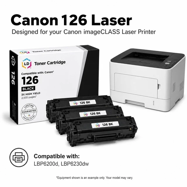 Alt view image 6 of 7 - LD Products Compatible Toner Cartridge Replacement for Canon 126 CRG-126 CRG126 3483B001 (Black, 2-Pack) for use in ImageClass LBP6200d & LBP6230dw