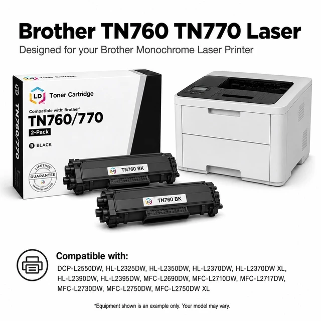 Alt view image 6 of 7 - LD Products Compatible Toner Cartridge Replacement for Brother TN760 TN-760 TN 760 TN730 TN-730 (Single Black) DCP-L2550DW, HL-L2325DW, HL-L2370DW, HL-L2390DW, HL-L2395DW, MFC-L2717DW, MFC-L2730DW