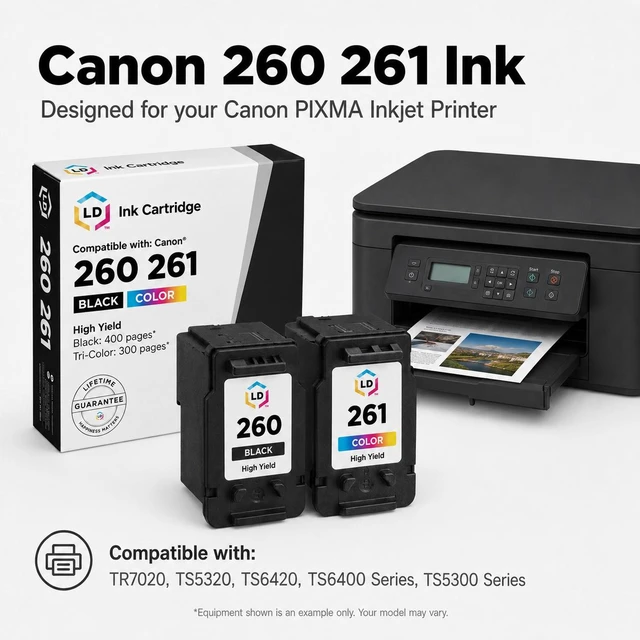 Alt view image 6 of 7 - LD Products Remanufactured Replacement for Canon 260 3706C001 Ink Cartridges 260XL 260 XL PG-260 XL